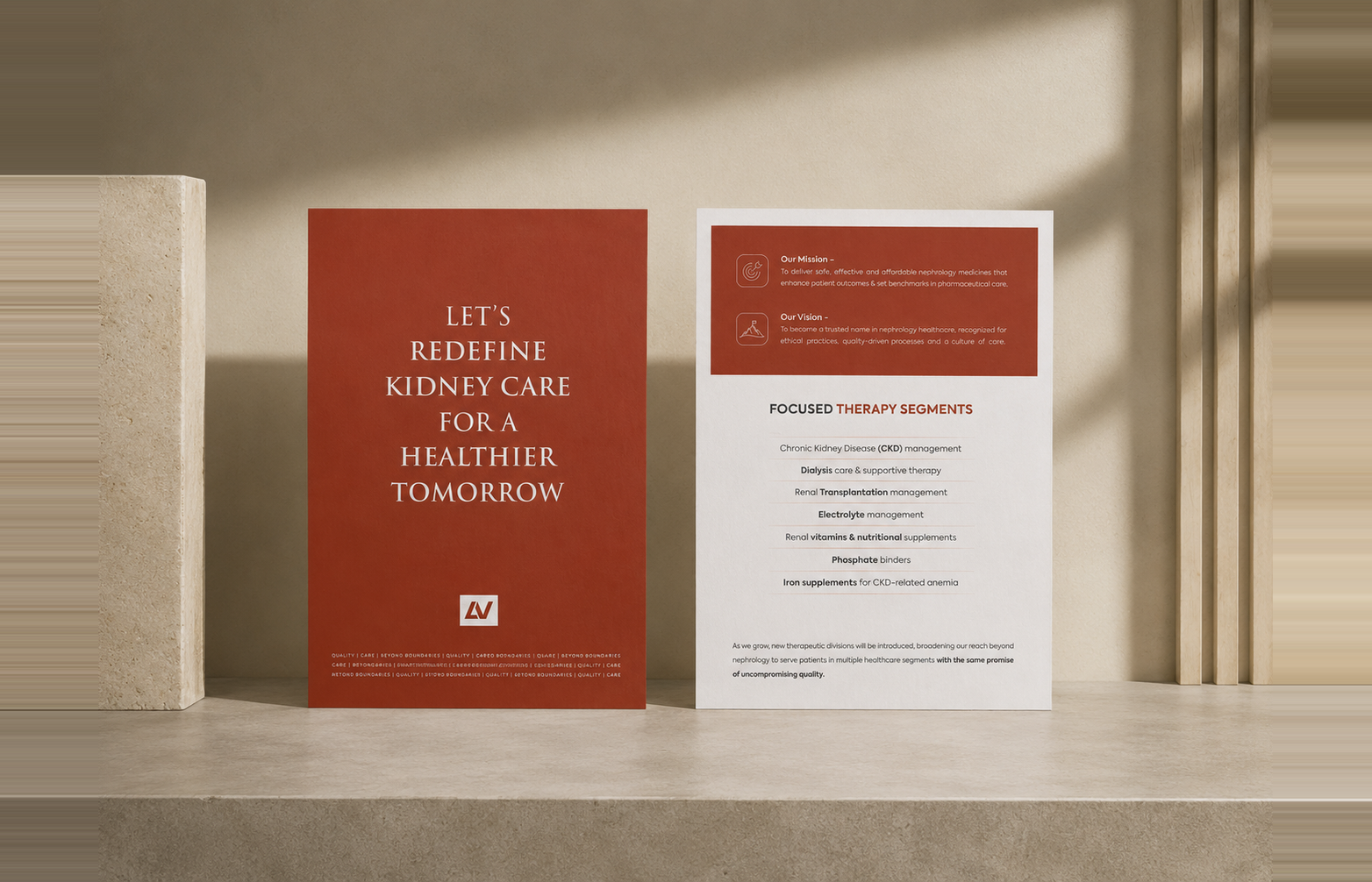 La Vinsiya launch brochure — front and back covers standing on a ledge